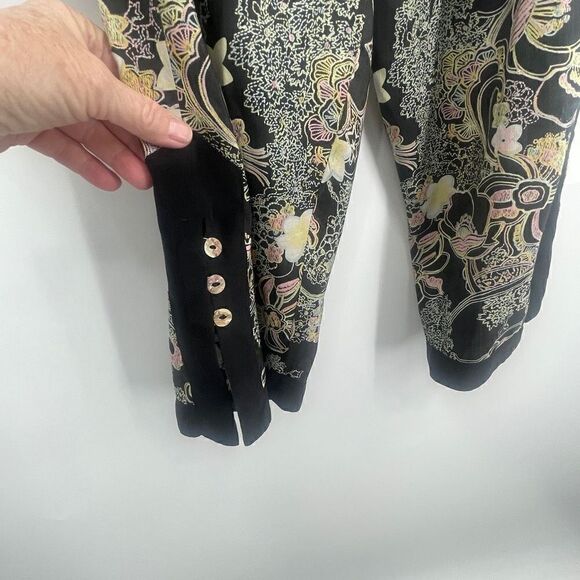 Citron Santa Monica Multicolor Floral Silk 2 Piece Top and Pants Set Size 0X - Picture 4 of 10